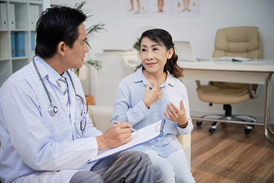 doctor of wegeners and patient in infusion center of de